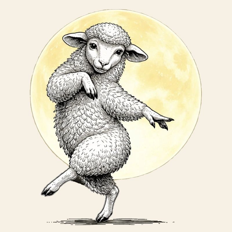 Moon Dancing Sheep Illustration
