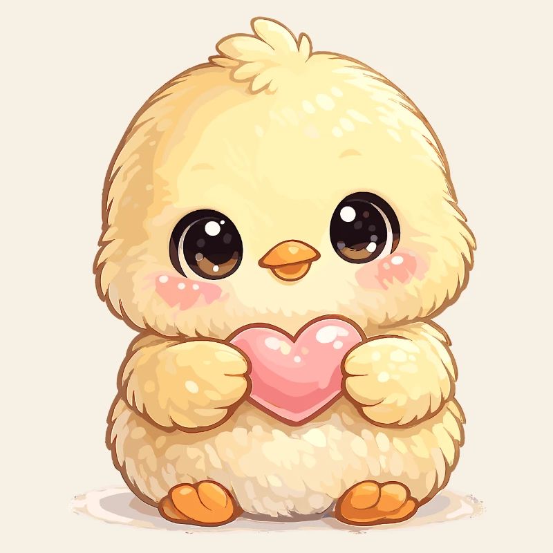 Cuddly chick with heart