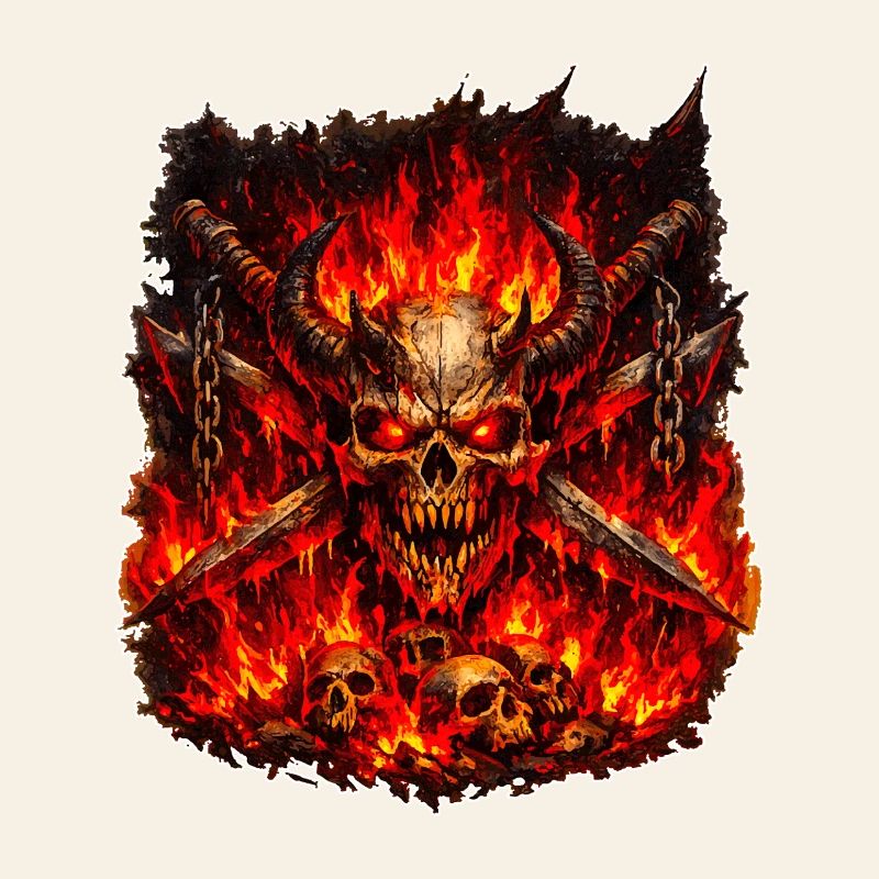 Feuer Schädel mit Hörnern