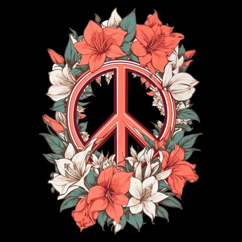 Friedenszeichen mit Amaryllis Blumen