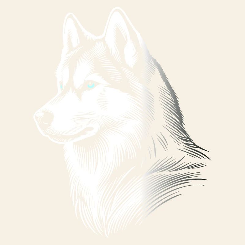 Husky head, black white, dog sled