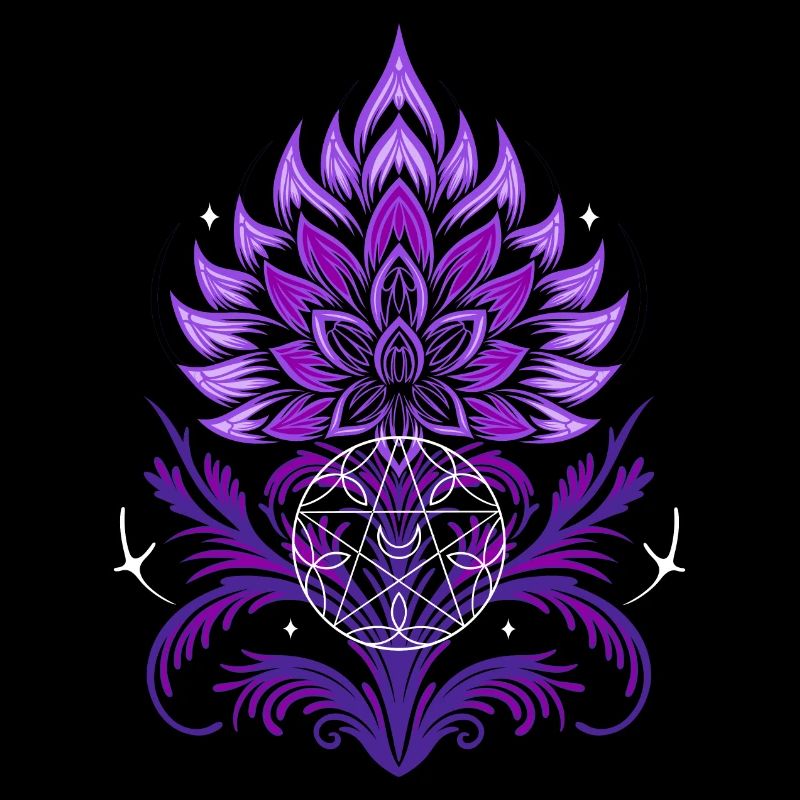 Chardon Mandala avec pentagramme et étoiles