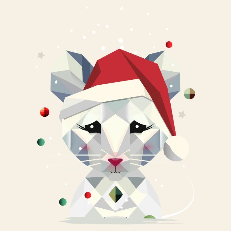 Souris des neiges dans le design géométrique de Noël