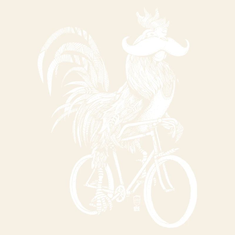 Rooster & Bicycles - white version