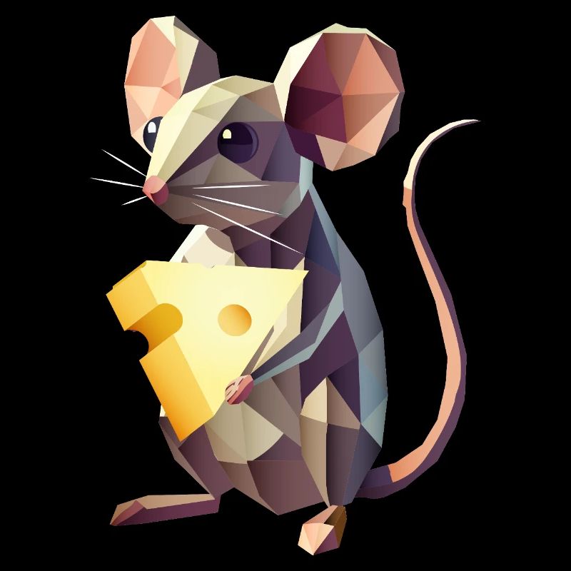Souris polygonale avec du fromage – Motif animal mignon