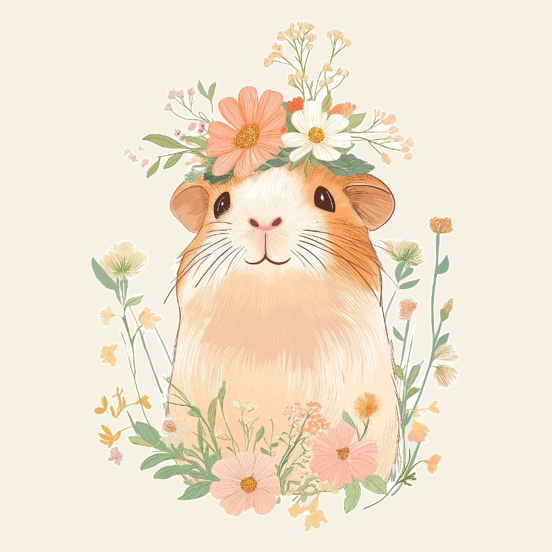 Cochon d’Inde avec des fleurs