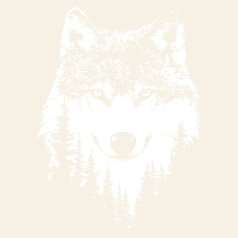 Wolf face forest nature in black and white