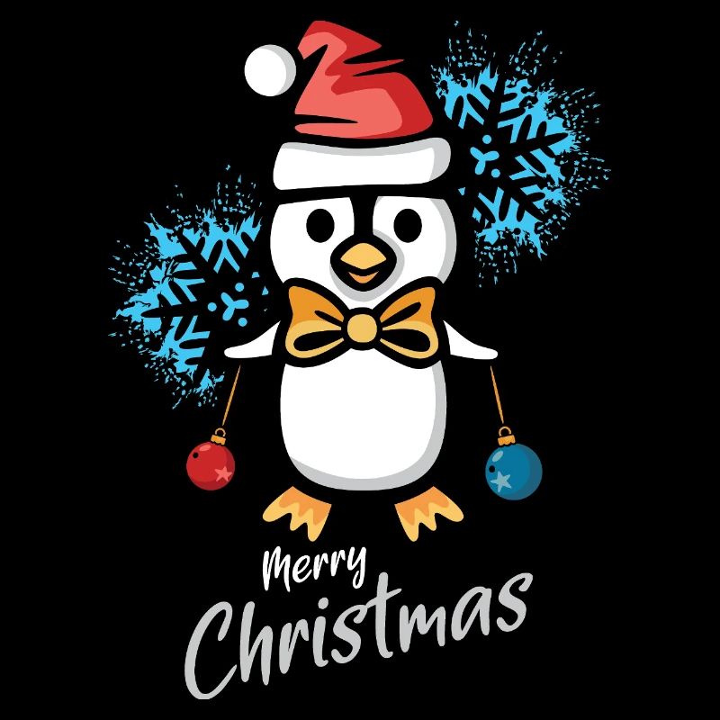 Weihnachtspinguin mit Schneeflocken