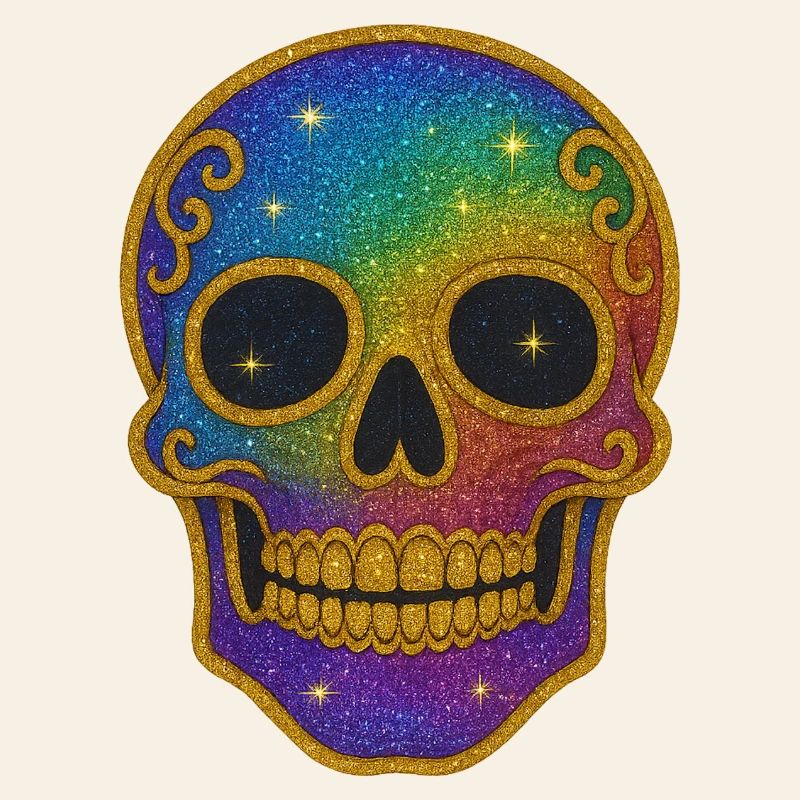 Rainbow Glitter Skull Halloween