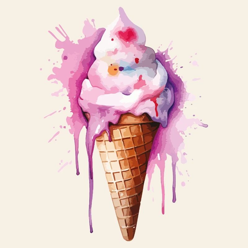 Gouttes de crème glacée à l’aquarelle