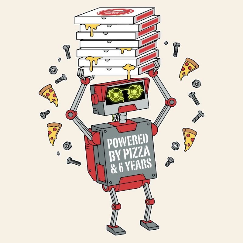 Propulsé par un robot du 6e anniversaire de Pizza