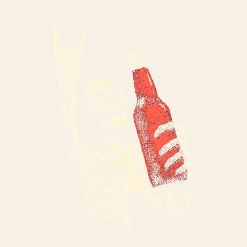 Skelett mit Flasche Party