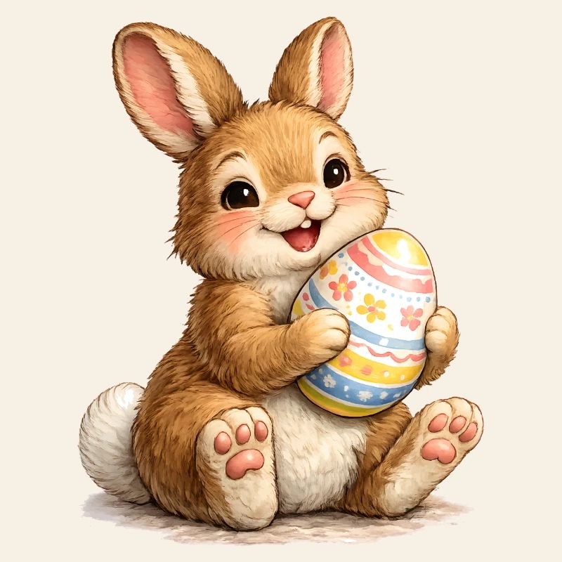 Bunny with Easter Egg Illustration