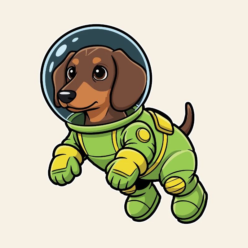 Chien Teckel Astronaute Espace Vert
