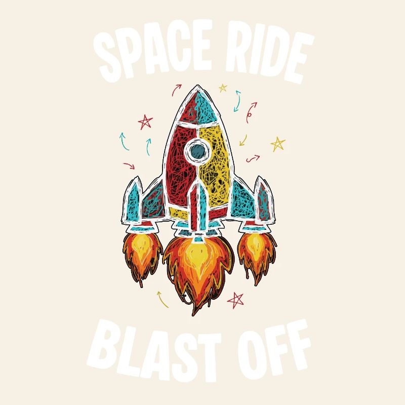 Space Rocket Retro Scribble Blast Off