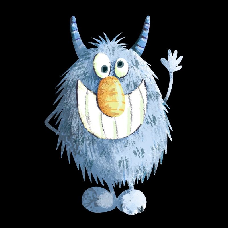 Blue grinning monster