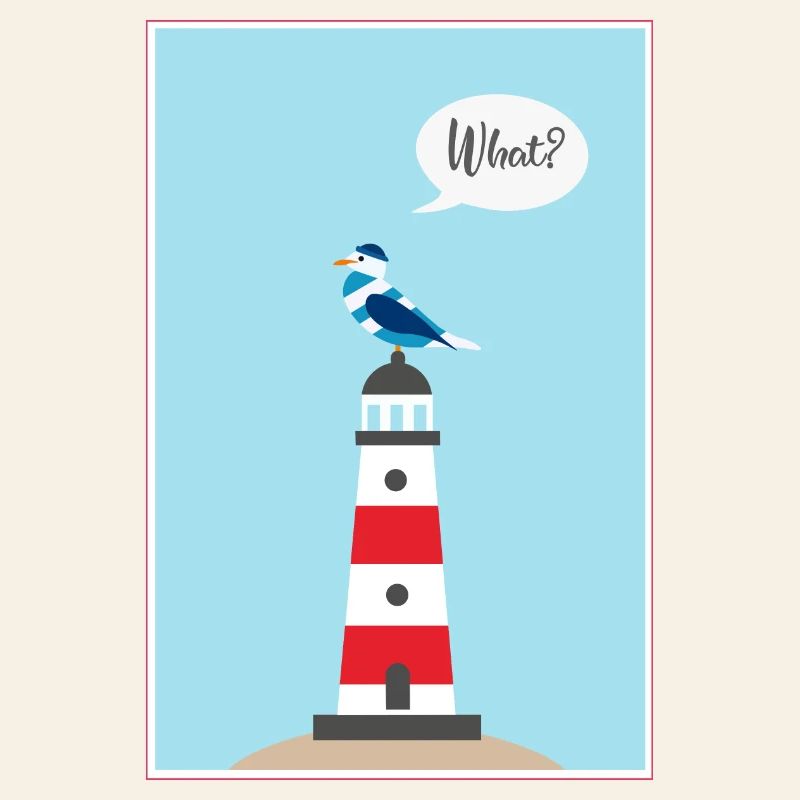 Leuchtturm - Möwe - Comic - Geschenk