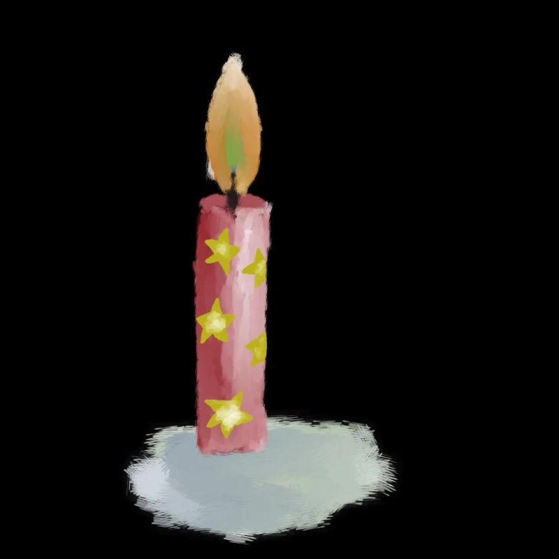 Handgezeichnete Geburtstagskerze mit Sternen
