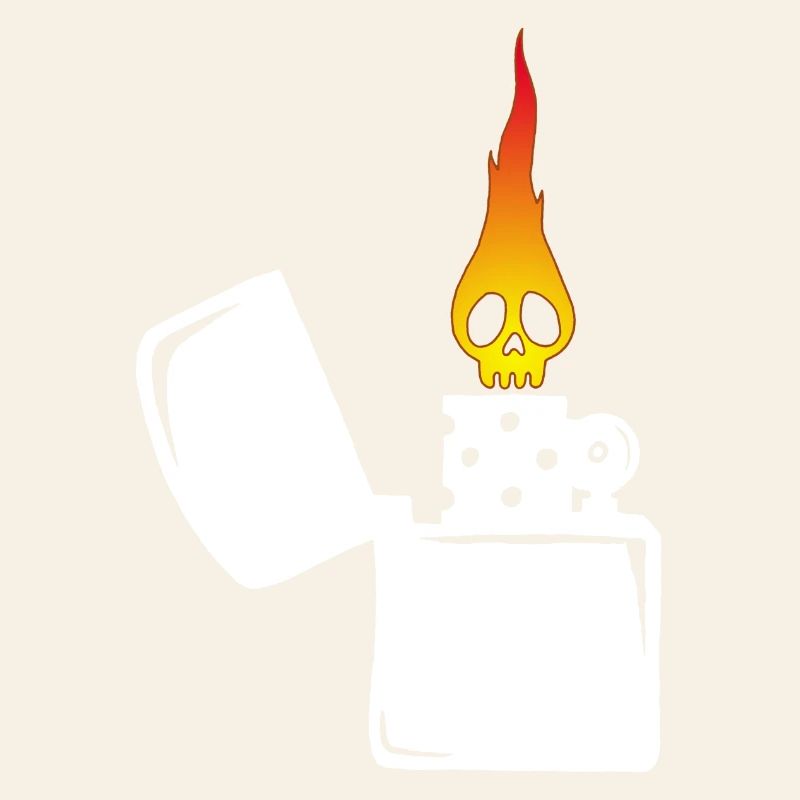 flaming skull and white lighter