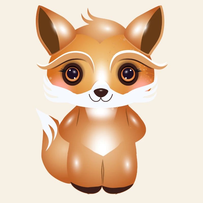 Renard mignon dans le style comique kawaii