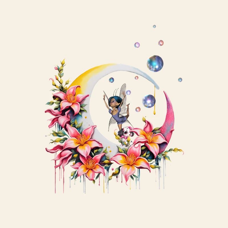 Fée dansant sur la lune