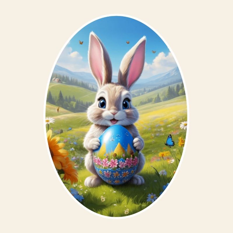 Easter Bunny with Egg, Oval