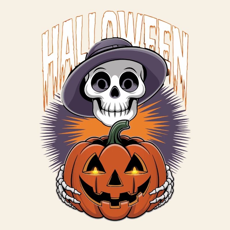 Halloween Skeleton with Lantern Pumpkin