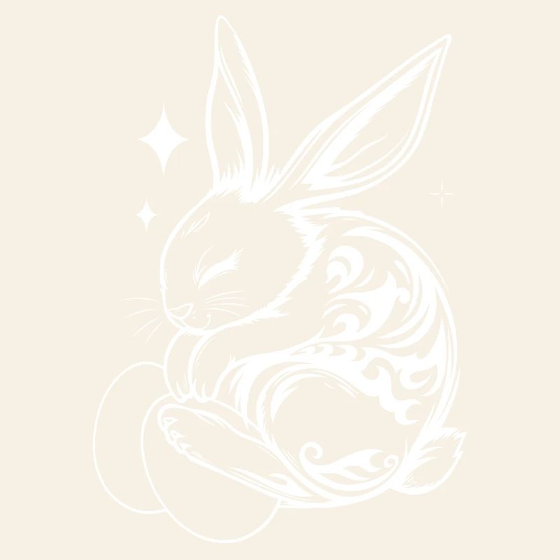 Sleeping Easter Bunny with Tribal and Eggs