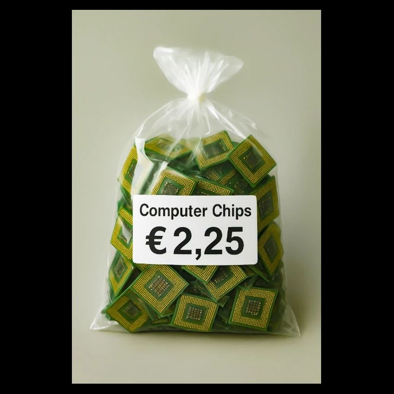 Étiquette de prix des puces informatiques