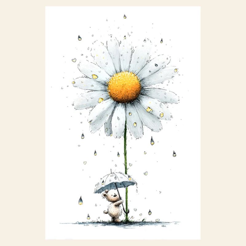 Gänseblümchen Bär mit Regenschirm