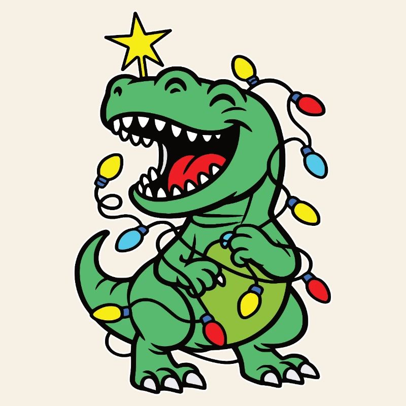Stylish print with "Tree Rex" Dino Christmas tree