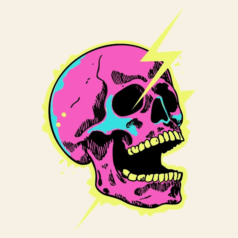 Crâne Néon Éclair Éclat