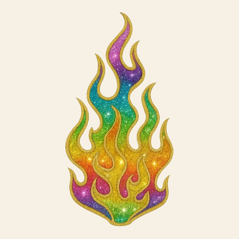 Rainbow Flames Glitter