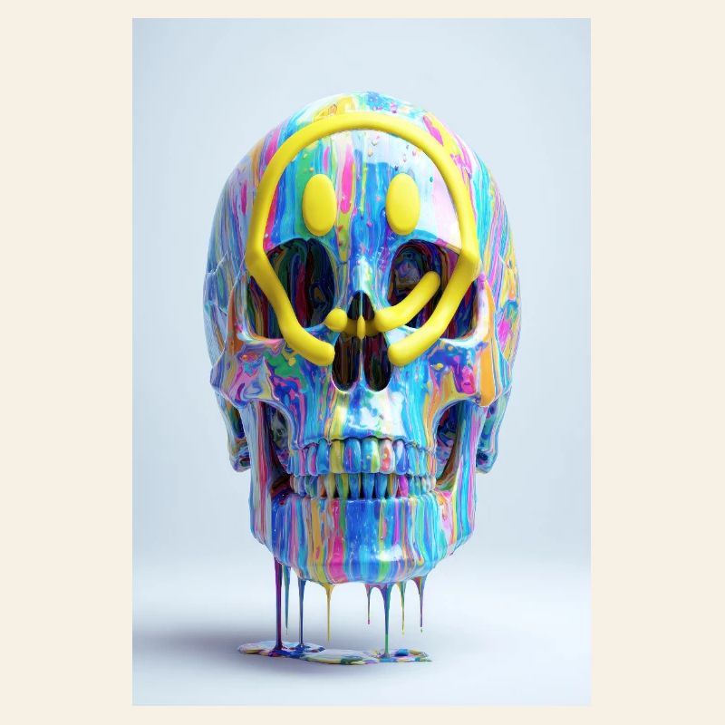 Psychedelic Skull with Smile Goggles