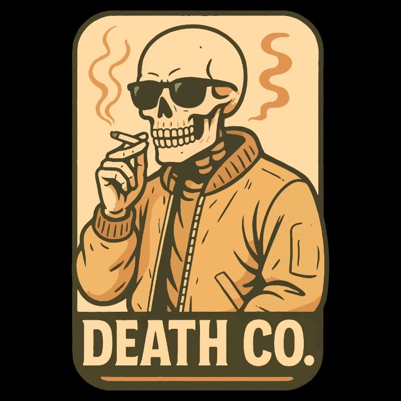 Skeleton Smoking in Bomber Jacket