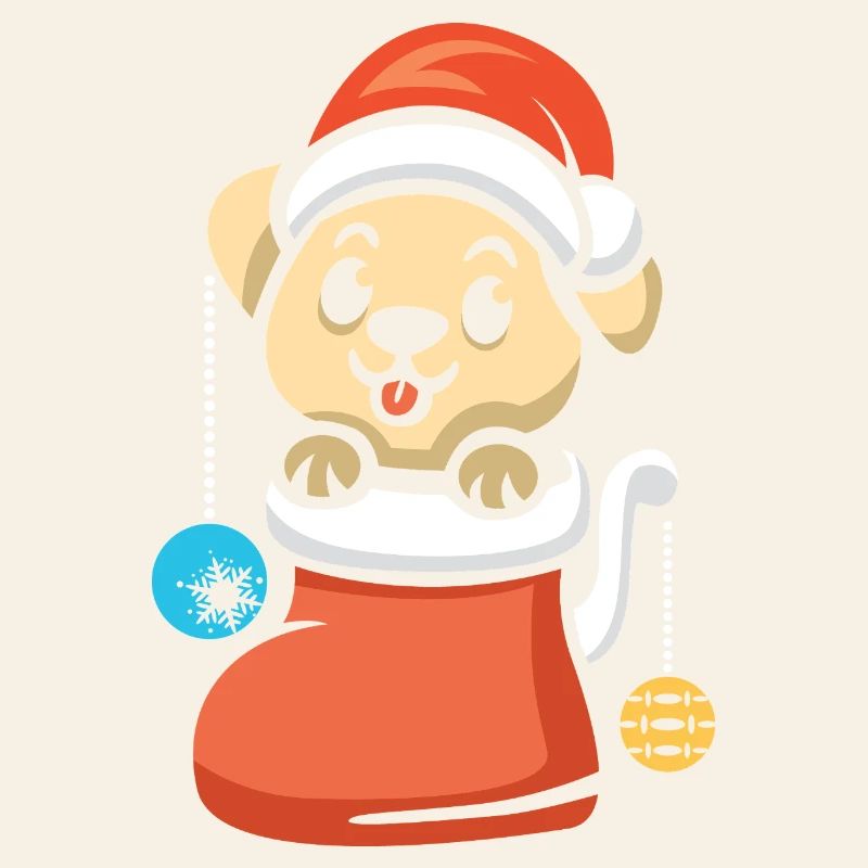 Chiot de Noël avec bijoux dans le coffre