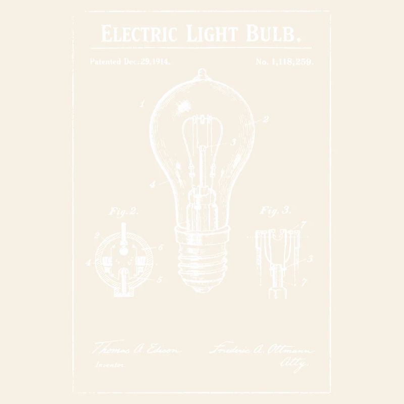 Vintage Patent Lightbulb Blueprint