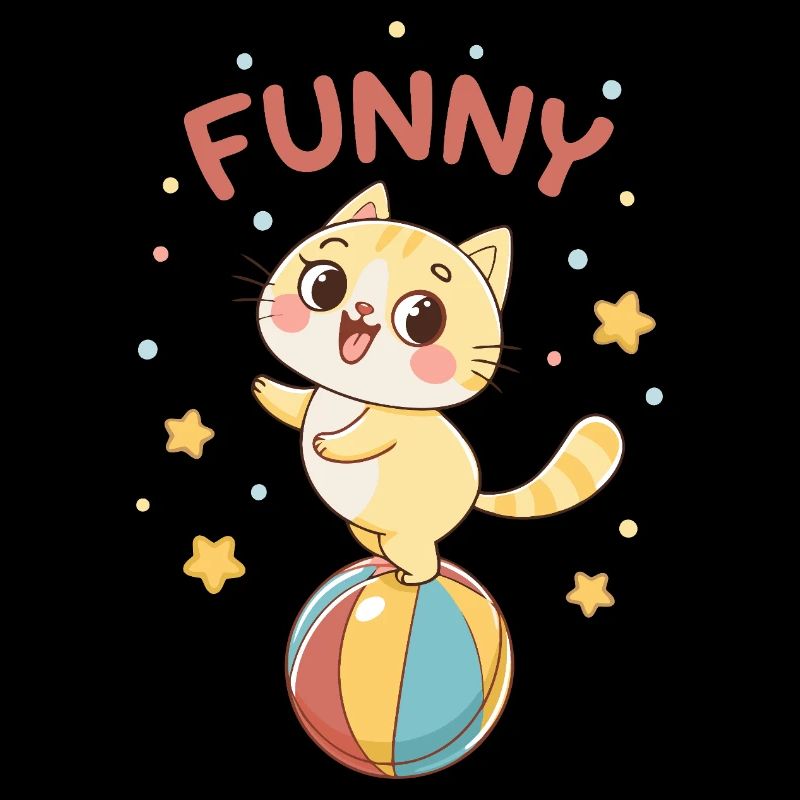 Kawaii-Kätzchen auf einem bunten Ball