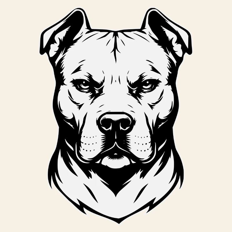 Conception de tête de pitbull noir et blanc