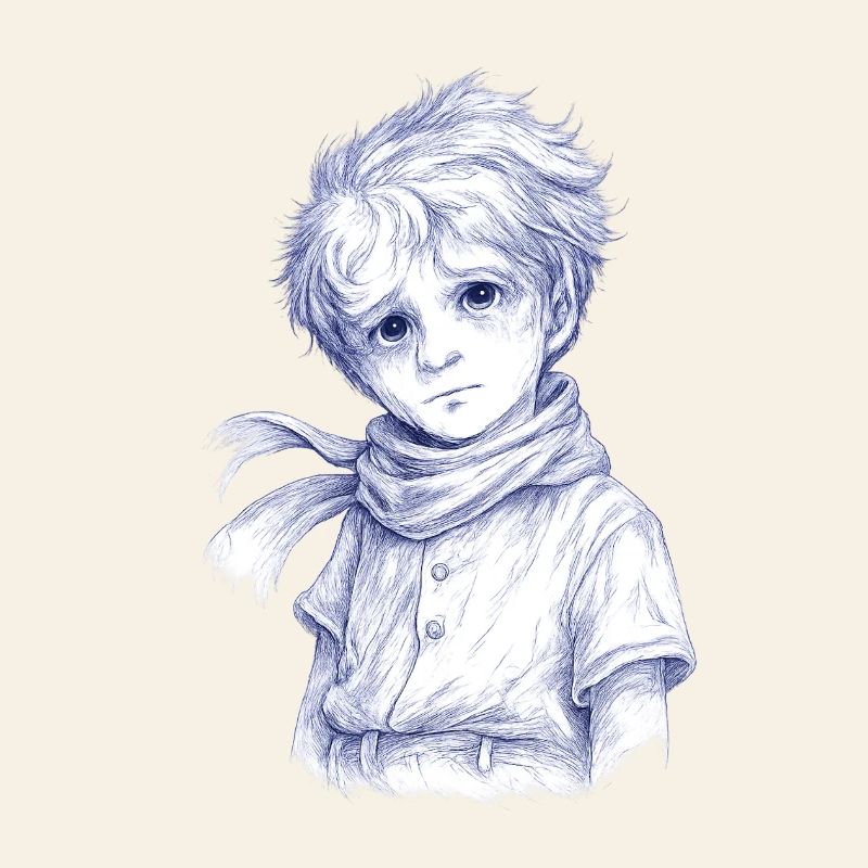 Garçon crayon bleu avec écharpe