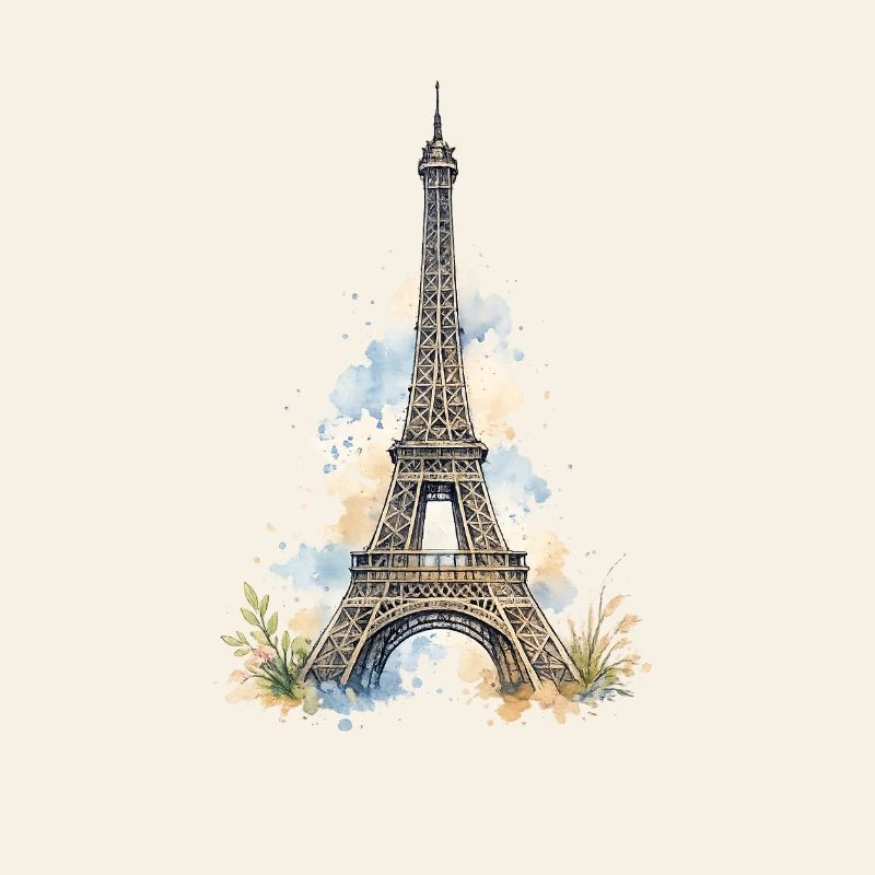 Imitation de la tour Eiffel à l’aquarelle
