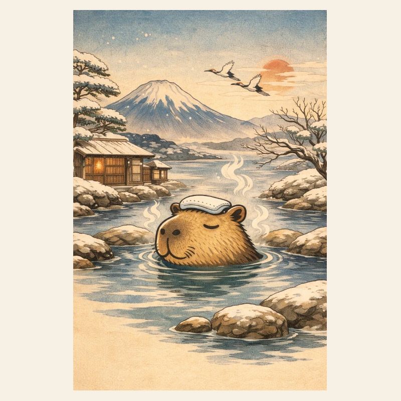 Onsen Capybara dans la Forêt d’Hiver