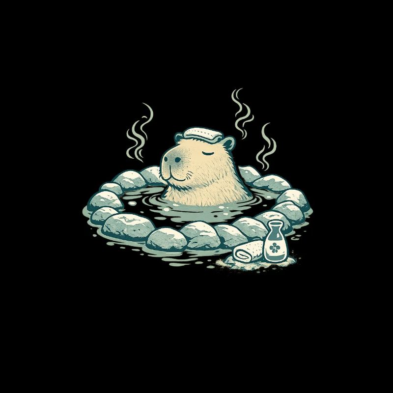 Capybara in the spring bath