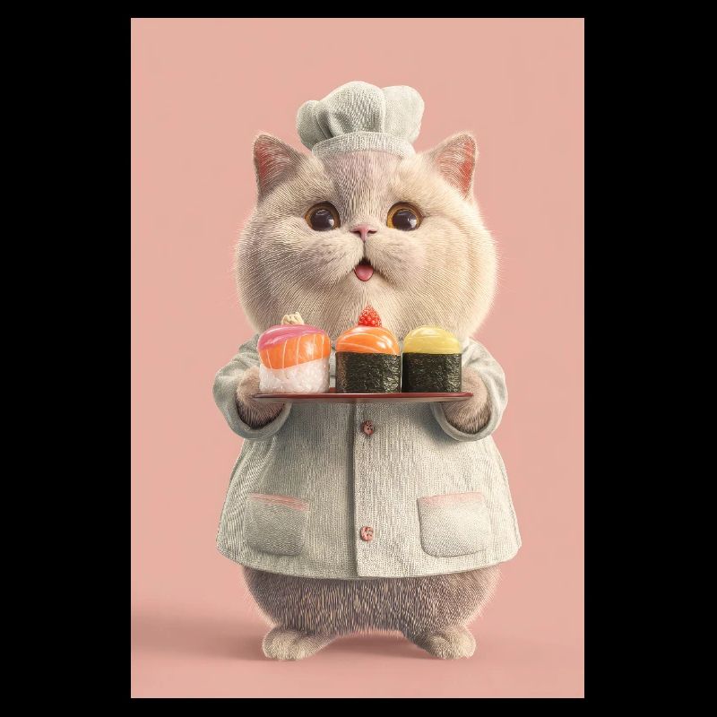 Pastel Sushi Chef Katze