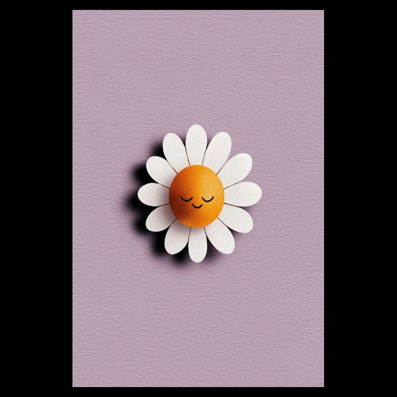 Cheerful Daisy Sun on Lilac Background