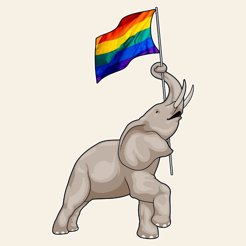Elephant Rainbow Flag