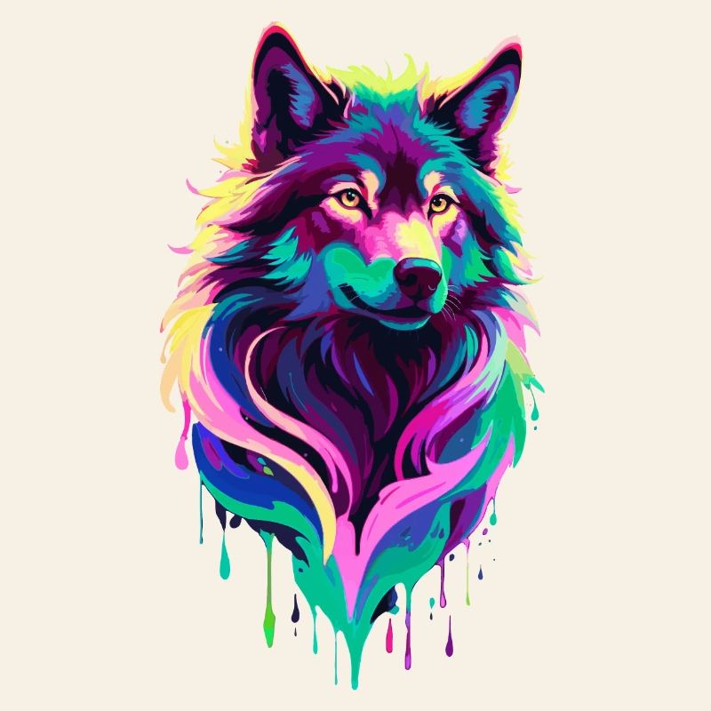 Farbenfroher Wolf Graffiti Wolfskopf