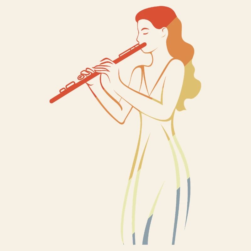 Vintage Flute Player Sketch