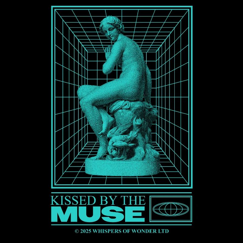 Neon statue in cyberspace