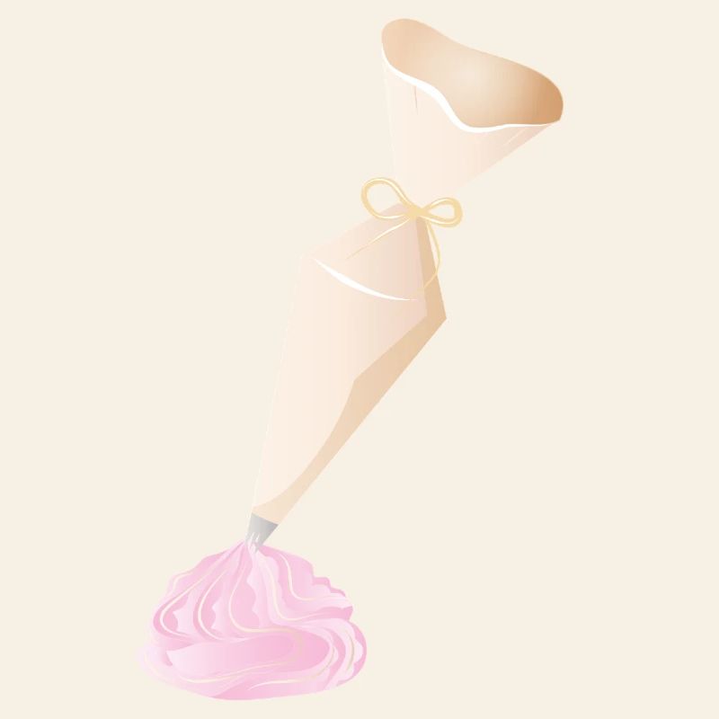 Sahnespritzbeutel mit rosa Häubchen